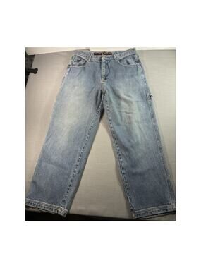 Vintage Y2K Vibes Carpenter Jeans Light Wash Utility Pocket Baggy Straight Leg